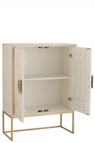 Buffet 2 portes NIRA en bois de manguier beige piètement métal doré 